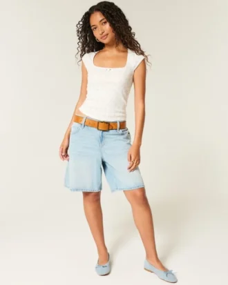 Pointelle-Oberteil mit quadratischem Ausschnitt Pointelle-Oberteil mit quadratischem Ausschnitt