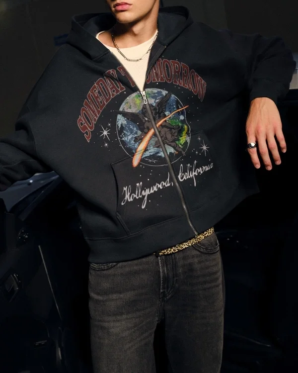 Rectangle Fit Someday Tomorrow Grafik-Zip-Hoodie Rectangle Fit Someday Tomorrow Grafik-Zip-Hoodie