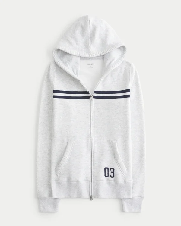 Schmal geschnittener Hoodie mit Reißverschluss und Streifenmuster Schmal geschnittener Hoodie mit Reißverschluss und Streifenmuster