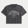 Schweres, baggy geschnittenes Detroit Graphic Football T-Shirt