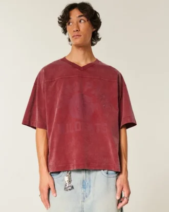 Schweres, baggy geschnittenes, kurzes Football-T-Shirt mit Grafikprint