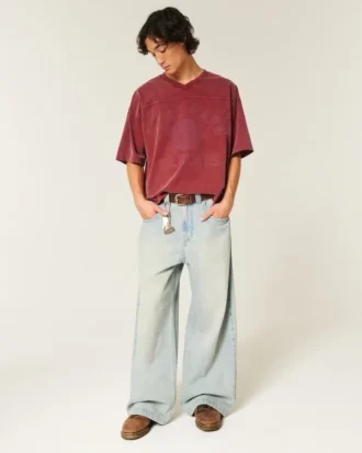 Schweres, baggy geschnittenes, kurzes Football-T-Shirt mit Grafikprint