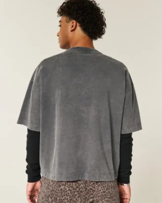 Schweres, baggy geschnittenes, kurzes Football-T-Shirt mit Grafikprint