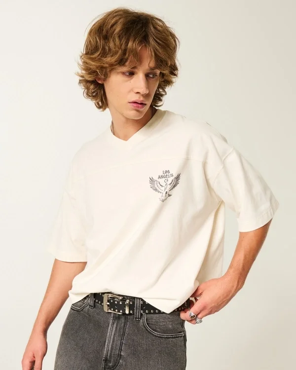 Schweres, baggy, kurzes Los Angeles Graphic Football T-Shirt Schweres, baggy, kurzes Los Angeles Graphic Football T-Shirt