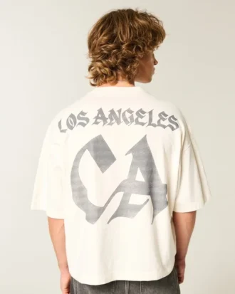 Schweres, baggy, kurzes Los Angeles Graphic Football T-Shirt