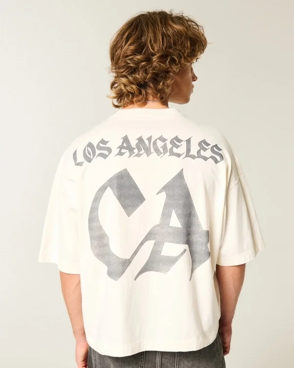 Schweres, baggy, kurzes Los Angeles Graphic Football T-Shirt Schweres, baggy, kurzes Los Angeles Graphic Football T-Shirt