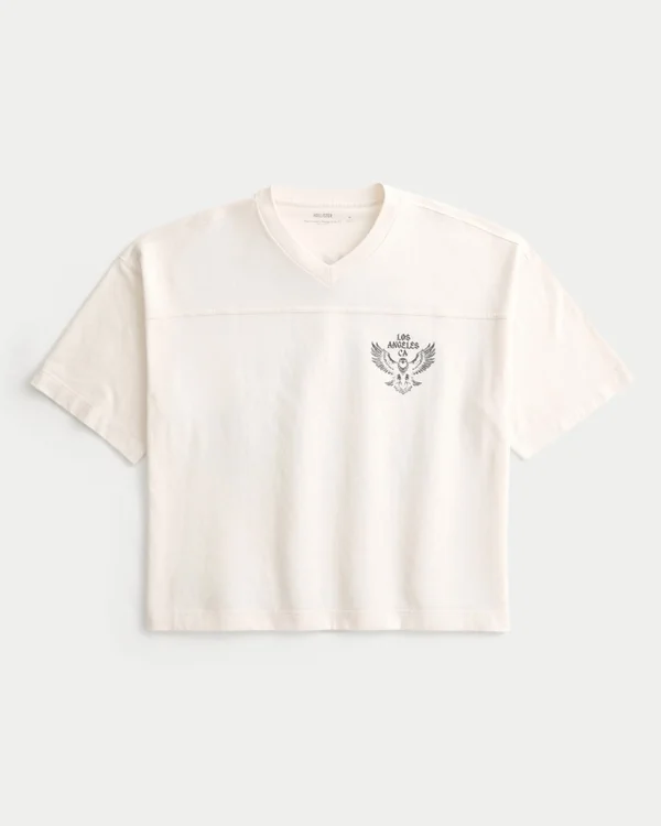 Schweres, baggy, kurzes Los Angeles Graphic Football T-Shirt Schweres, baggy, kurzes Los Angeles Graphic Football T-Shirt