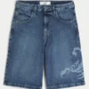 Scorpion Graphic Super Baggy Denim Shorts