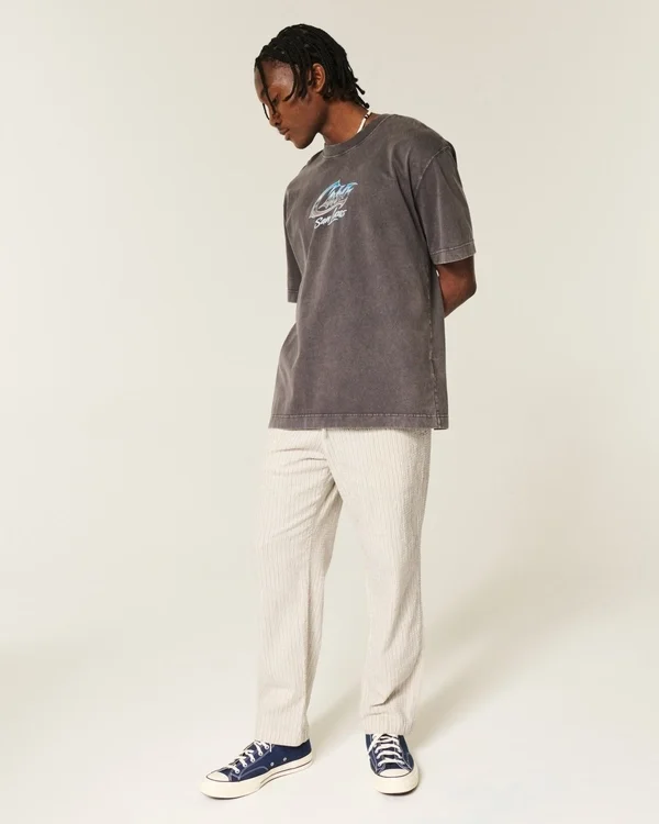 Seersucker-Hose mit weitem Bein zum Hineinschlüpfen Seersucker-Hose mit weitem Bein zum Hineinschlüpfen