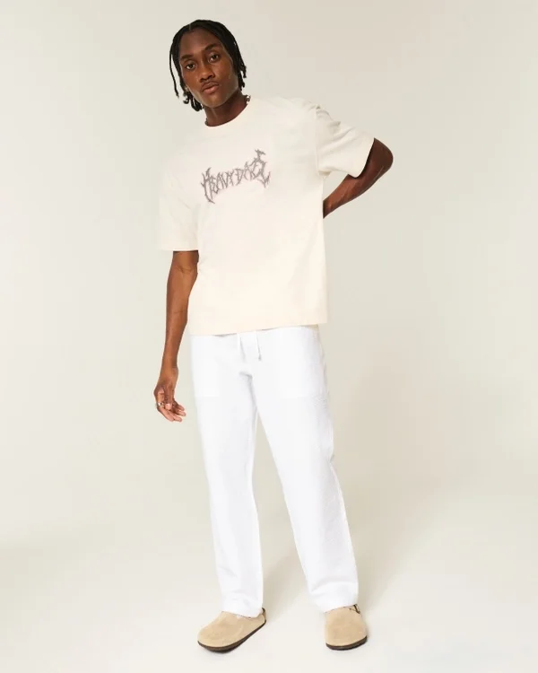 Seersucker-Hose mit weitem Bein zum Hineinschlüpfen Seersucker-Hose mit weitem Bein zum Hineinschlüpfen