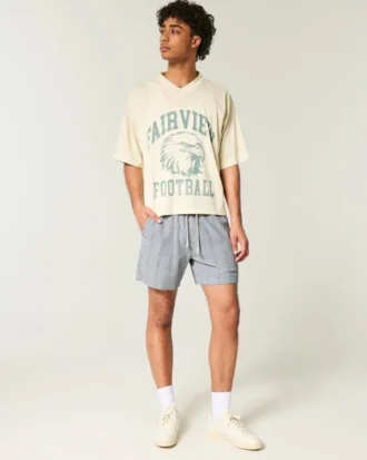 Seersucker-Shorts mit mittlerer Beinlänge zum Hineinschlüpfen