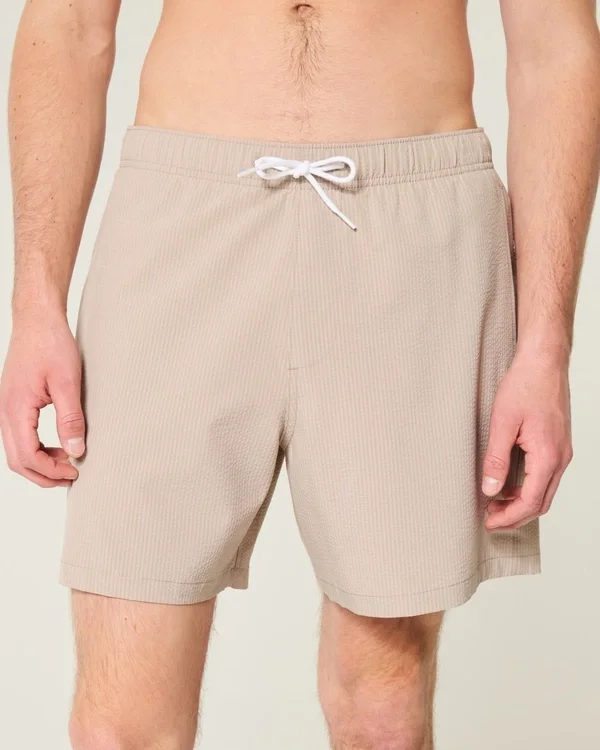 Seersucker-Volley-Badehose, mittellang Seersucker-Volley-Badehose, mittellang