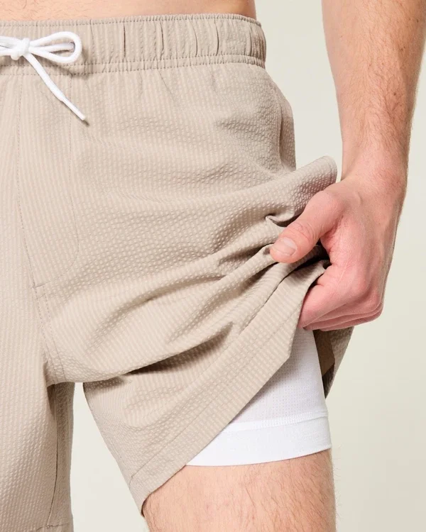Seersucker-Volley-Badehose, mittellang Seersucker-Volley-Badehose, mittellang
