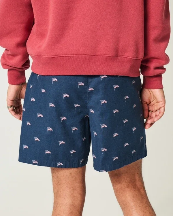 Shorts mit amerikanischem Flaggenmuster, Länge bis zur Mitte des Oberschenkels Shorts mit amerikanischem Flaggenmuster, Länge bis zur Mitte des Oberschenkels