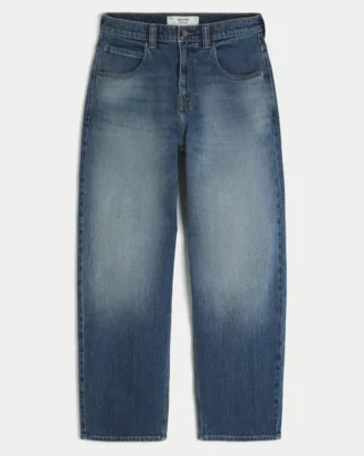 Skater-Baggy-Jeans in mittlerer Waschung mit Adler-Grafik