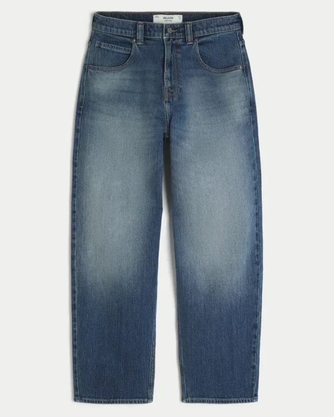 Skater-Baggy-Jeans in mittlerer Waschung mit Adler-Grafik Skater-Baggy-Jeans in mittlerer Waschung mit Adler-Grafik