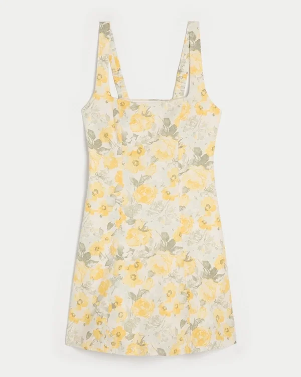 Strukturiertes Minikleid aus Leinenmischung Strukturiertes Minikleid aus Leinenmischung