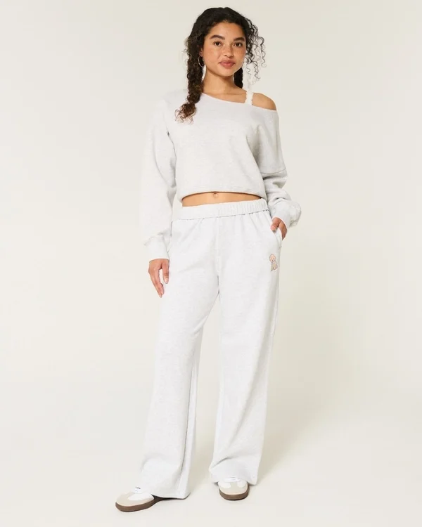 Sweathose mit Hundemotiv und weitem Bein Sweathose mit Hundemotiv und weitem Bein