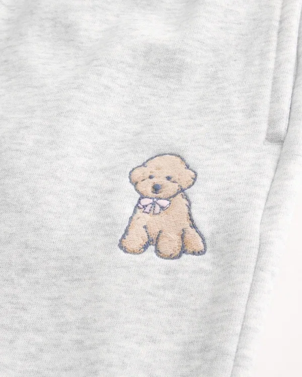 Sweathose mit Hundemotiv und weitem Bein Sweathose mit Hundemotiv und weitem Bein