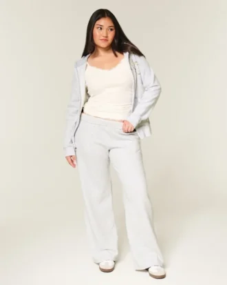 Sweathose mit Schleifengrafik und weitem Bein Sweathose mit Schleifengrafik und weitem Bein