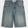 Taz Graphic Medium Wash Super Baggy Denim Shorts