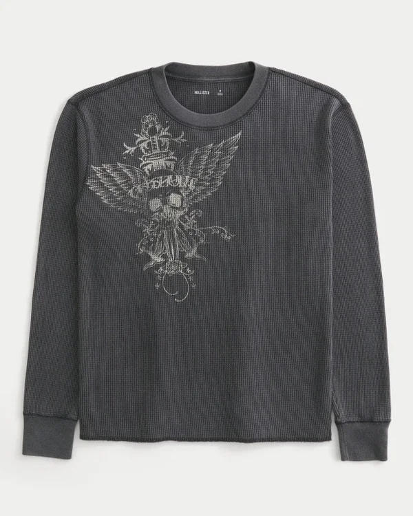 Thermoshirt mit Totenkopf-Grafik Thermoshirt mit Totenkopf-Grafik