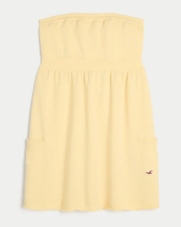 Trägerloses Mini-Kleid aus Frottee Trägerloses Mini-Kleid aus Frottee