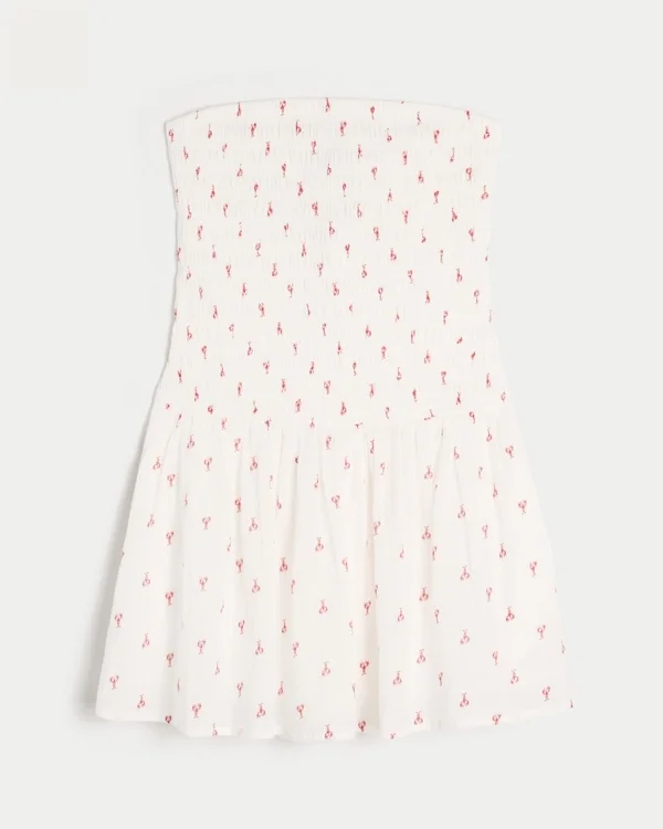 Trägerloses Minikleid mit gesmoktem Oberteil Trägerloses Minikleid mit gesmoktem Oberteil