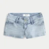 Ultra Low-Rise Light Wash Shortie Shorts
