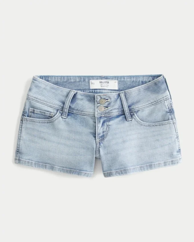 Ultra Low-Rise Light Wash Shortie Shorts