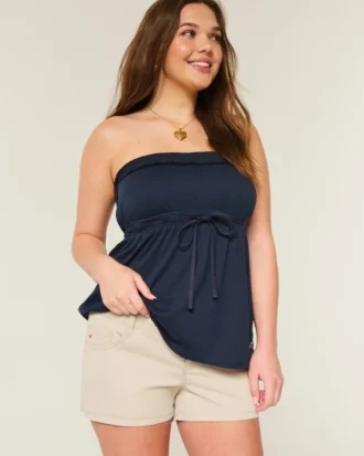 Ultra-niedrige Khaki-Twill-Mini-Shorts