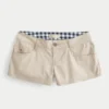 Ultra-niedrige Khaki-Twill-Mini-Shorts Ultra-niedrige Khaki-Twill-Mini-Shorts