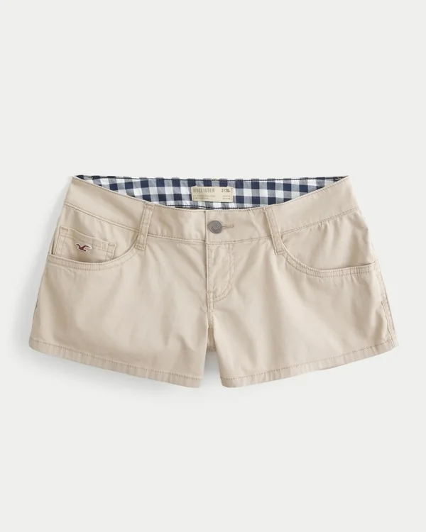 Ultra-niedrige Khaki-Twill-Mini-Shorts Ultra-niedrige Khaki-Twill-Mini-Shorts