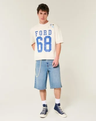 Unterhalb des Knies Medium Wash Super Baggy Denim Shorts