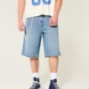 Unterhalb des Knies Medium Wash Super Baggy Denim Shorts Unterhalb des Knies Medium Wash Super Baggy Denim Shorts