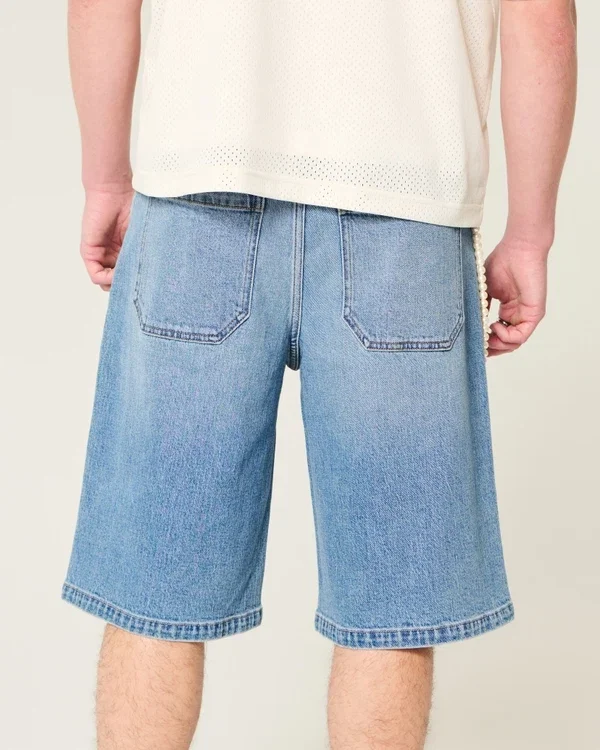 Unterhalb des Knies Medium Wash Super Baggy Denim Shorts Unterhalb des Knies Medium Wash Super Baggy Denim Shorts