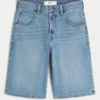 Unterhalb des Knies Medium Wash Super Baggy Denim Shorts Unterhalb des Knies Medium Wash Super Baggy Denim Shorts