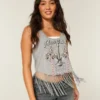 Velvet Valley Graphic Fringe Tank Velvet Valley Graphic Fringe Tank
