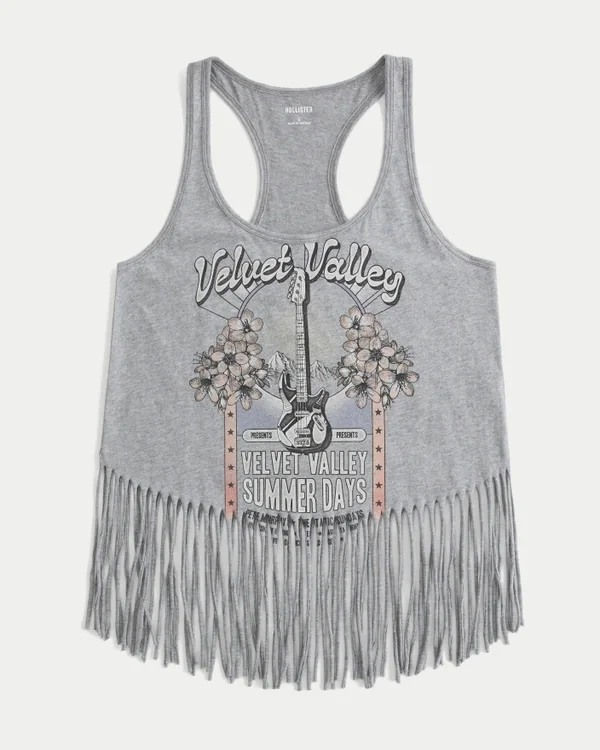 Velvet Valley Graphic Fringe Tank Velvet Valley Graphic Fringe Tank