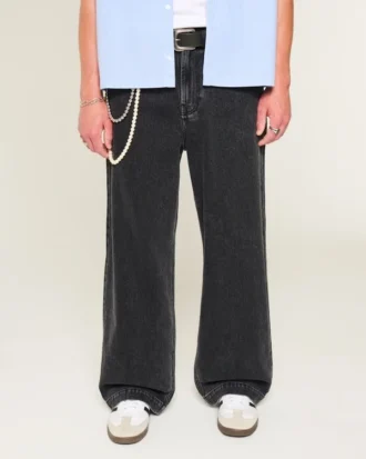 Washed Black Star Graphic Super Baggy Jeans