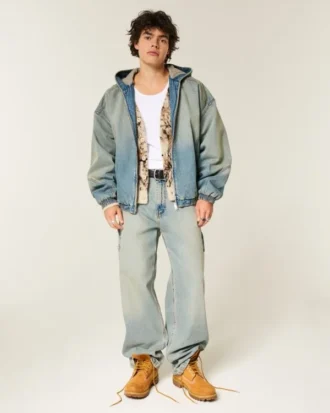 Washed Denim Skaterjacke