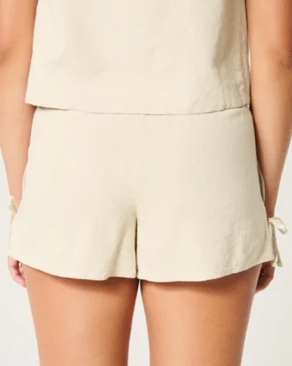 Weiche Shorts aus Leinenmischgewebe mit seitlicher Schleife