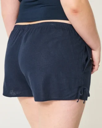 Weiche Shorts mit seitlicher Schleife aus Leinenmischung