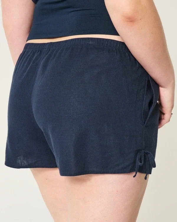 Weiche Shorts mit seitlicher Schleife aus Leinenmischung Weiche Shorts mit seitlicher Schleife aus Leinenmischung