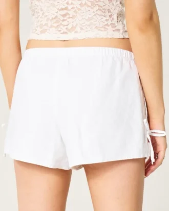 Weiche Shorts mit seitlicher Schleife aus Leinenmischung