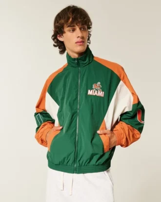 Windjacke mit Grafik der University of Miami Hurricanes