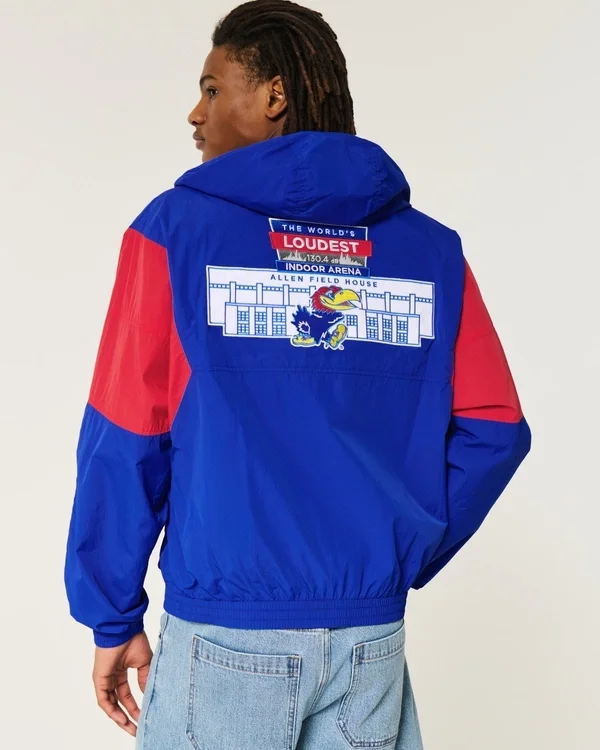 Windjacke mit Kapuze und Grafik der University of Kansas Jayhawks Windjacke mit Kapuze und Grafik der University of Kansas Jayhawks