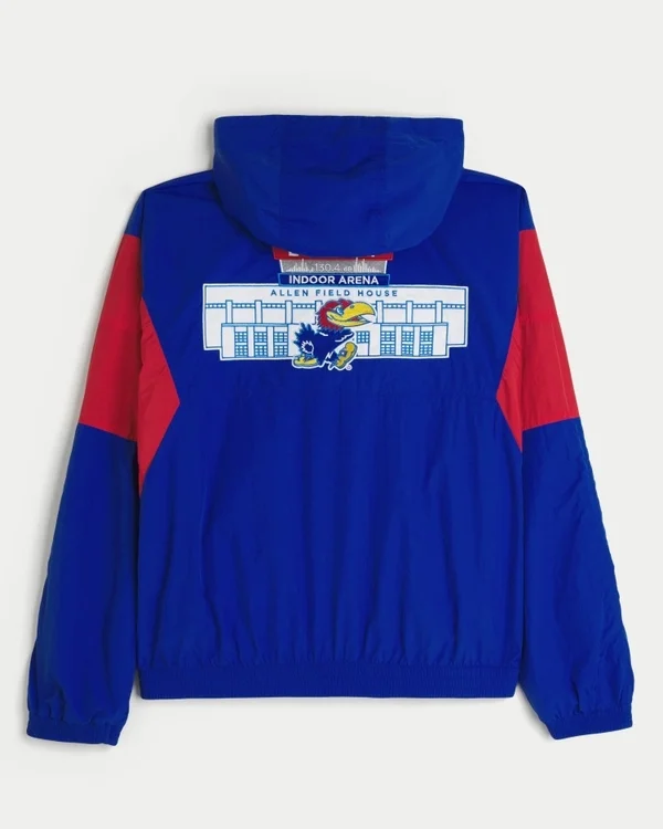 Windjacke mit Kapuze und Grafik der University of Kansas Jayhawks Windjacke mit Kapuze und Grafik der University of Kansas Jayhawks