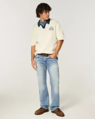 Y2K Distressed Medium Wash Straight Jeans