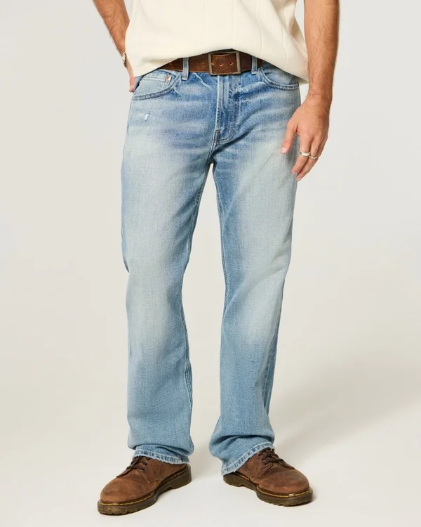 Y2K Distressed Medium Wash Straight Jeans Y2K Distressed Medium Wash Straight Jeans